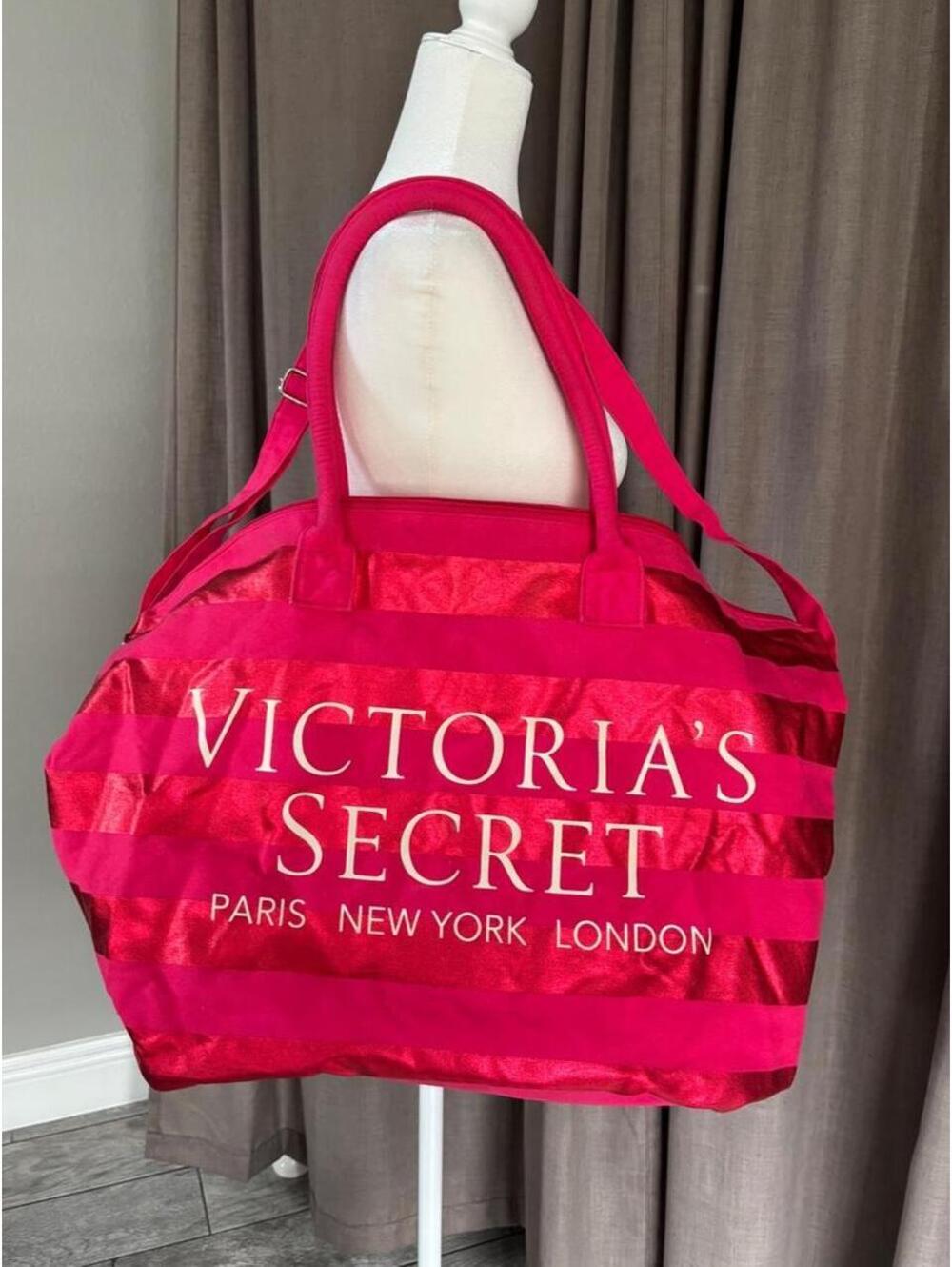 Victoria’s Secret Metallic Pink Getaway Weekender Travel Bag